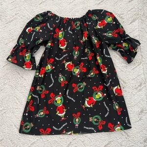 New Handcrafted Grinch Christmas Peasant Dress Size 2T